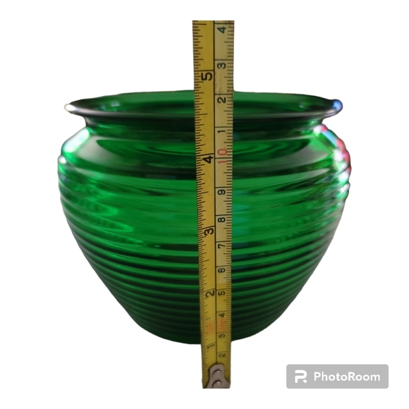 Home National Potteries green depression glass ribbed jar humidor approx c1930s - Picture 5 of 5